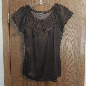 Brown and white polka dot blouse